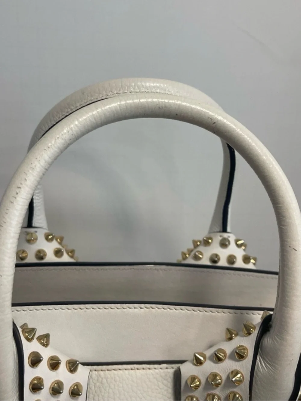 Christian Louboutin White Leather Studded Satchel